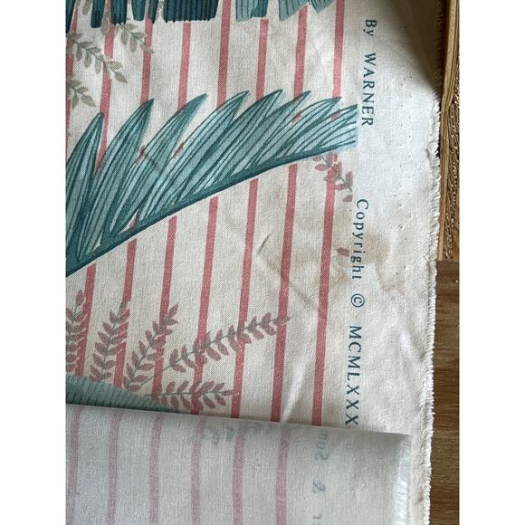 Vtg Warner & Sons Upholstery Fabric 2 Yards Brisbane Palms Large Scale Green - Picture 10 of 11